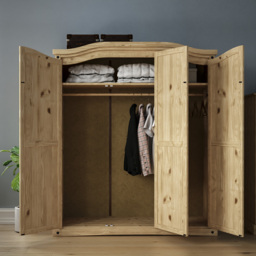 VIDA DESIGNS Corona 3 Door Natural Wardrobe - Brown - Wilko - thumbnail 6