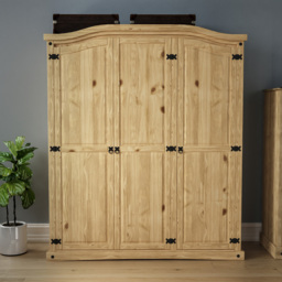 VIDA DESIGNS Corona 3 Door Natural Wardrobe - Brown - Wilko - thumbnail 7