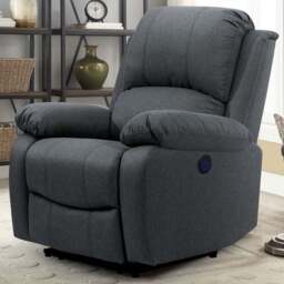 Comfy Living Dark Grey Linen Electric Recliner Chair - Size: Single - Wilko - thumbnail 1