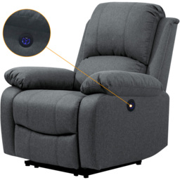 Comfy Living Dark Grey Linen Electric Recliner Chair - Size: Single - Wilko - thumbnail 6