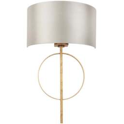 Merano Trento Antique Gold and Mink Satin Fabric Wall Lamp - Size: 14 x 32 x 52cm - Wilko