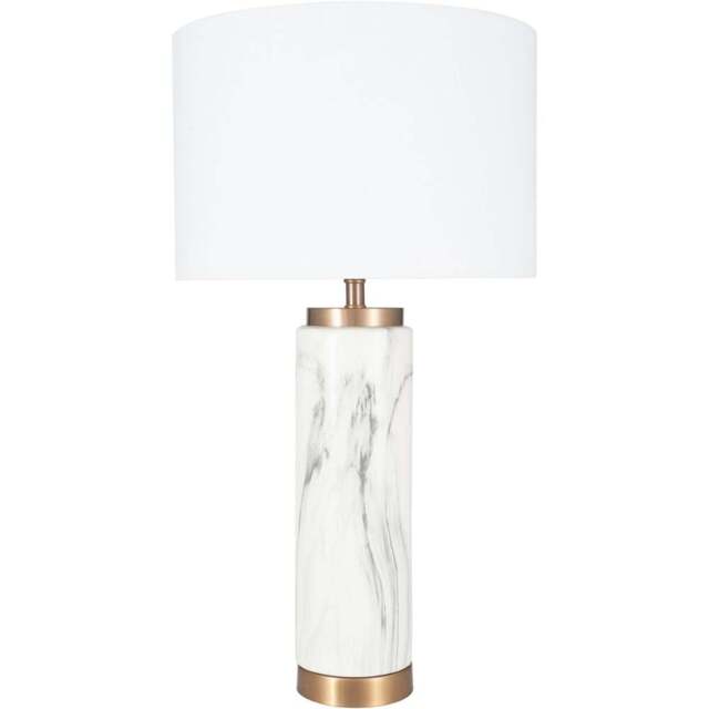 Pacific Lifestyle Carrara Marble Effect Ceramic Tall Table Lamp - White - Wilko - image 1