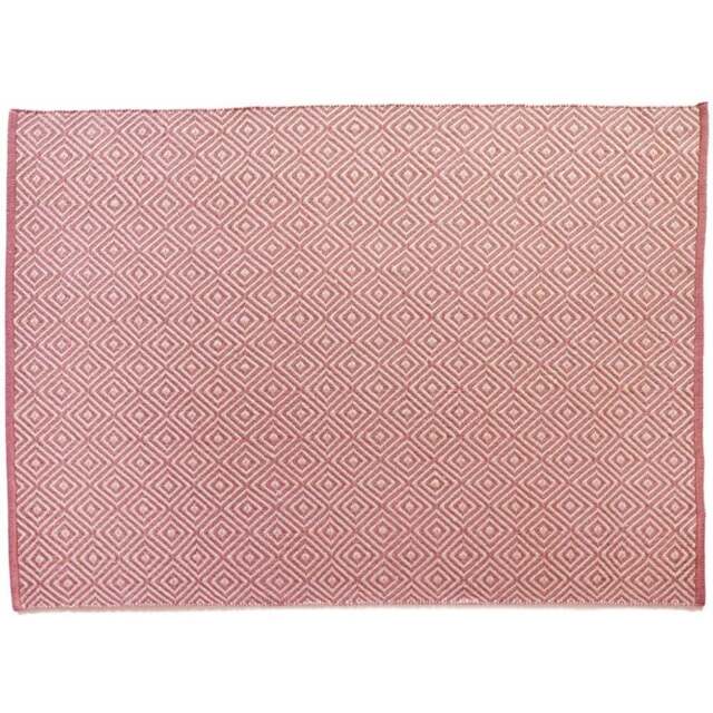 Hug Rug Coral Pink Woven Diamond Rug 120 x 170cm - Wilko - image 1