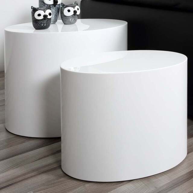 Florence Mice White Oval Coffee Table Set of 2 - Size: 40 x 33 x 48cm - Furniture To Go - Wilko - image 1