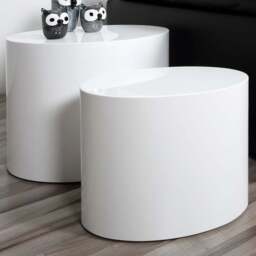 Florence Mice White Oval Coffee Table Set of 2 - Size: 40 x 33 x 48cm - Furniture To Go - Wilko - thumbnail 1