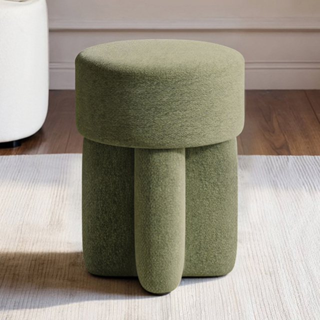 SOLACE+CO Astrid Olive Green Fabric Pouffe - Size: 46 x 35.5 x 35.5cm - Wilko - image 1