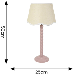 ValueLights Bobbins Linen Scallop White Edge Shade Painted Rose LED Table Lamp - Pink - Wilko - thumbnail 5