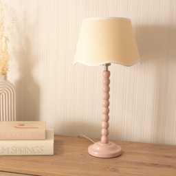ValueLights Bobbins Linen Scallop White Edge Shade Painted Rose LED Table Lamp - Pink - Wilko - thumbnail 4