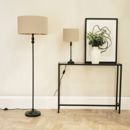 ValueLights Maggie Beige and Metallic Gold Shade Black Metal Candlestick Floor Lamp - Size: 151 x 45 x 45cm - Wilko - thumbnail 6