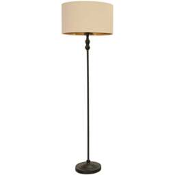 ValueLights Maggie Beige and Metallic Gold Shade Black Metal Candlestick Floor Lamp - Size: 151 x 45 x 45cm - Wilko - thumbnail 1