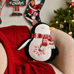 The Christmas Gift Co Penguin Shaped Cushion 39cm - Size: 40 x 40cm - Black - The Christmas Gift Co. - Wilko - thumbnail 3