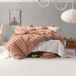 Linen House Haze Double Cream Tufted Duvet Cover Set - Wilko