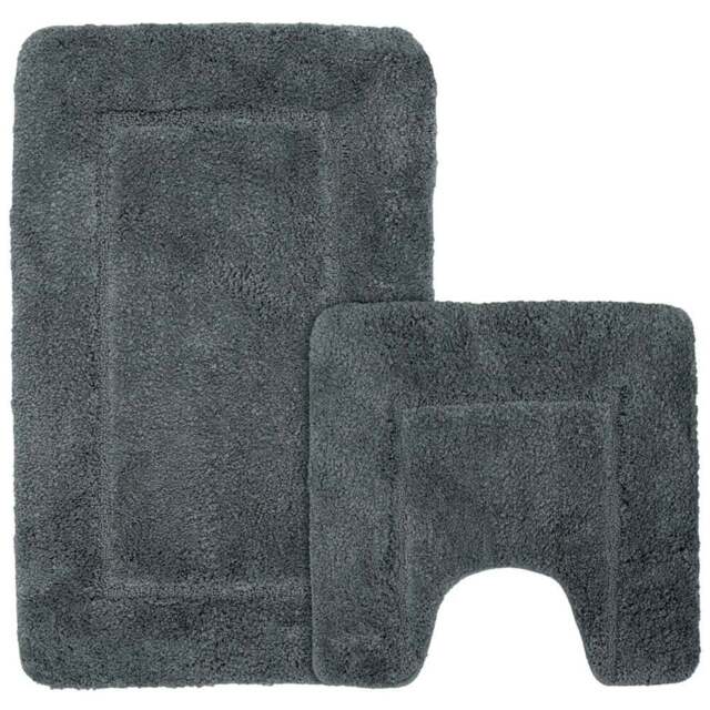 Mayfair Charcoal Micro Fibre Bath Mat Set - n/a - Wilko - image 1