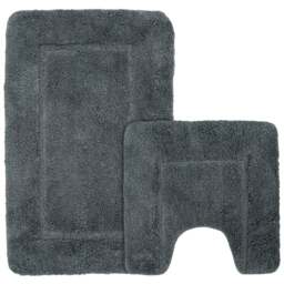Mayfair Charcoal Micro Fibre Bath Mat Set - n/a - Wilko - thumbnail 1