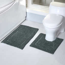 Mayfair Charcoal Micro Fibre Bath Mat Set - n/a - Wilko - thumbnail 3
