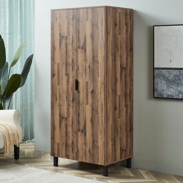 Hampshire 2 Door Oak Double Wardrobe - Brown - Wilko - image 1