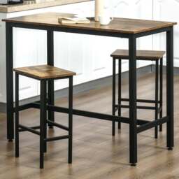 Portland 2 Seater Rustic Brown Bar Table with Stools - Wilko - thumbnail 1