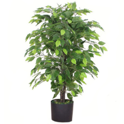 Leaf Ficus Artificial Plant in Pot with Silver Planter 90cm - Size: 90 x 60 x 60cm - Green - Wilko - thumbnail 4