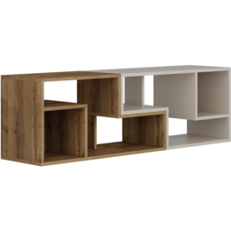 Decortie Glis 6 Shelf Dark Oak and Sandstone Modern Adjustable Corner TV Unit - Size: 45 x 90 x 35cm - Multi - Wilko - thumbnail 3