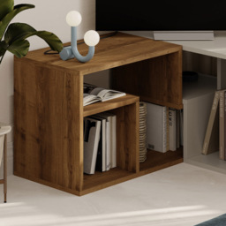 Decortie Glis 6 Shelf Dark Oak and Sandstone Modern Adjustable Corner TV Unit - Size: 45 x 90 x 35cm - Multi - Wilko - thumbnail 4