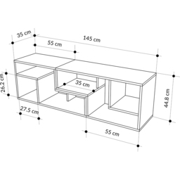 Decortie Glis 6 Shelf Dark Oak and Sandstone Modern Adjustable Corner TV Unit - Size: 45 x 90 x 35cm - Multi - Wilko - thumbnail 7