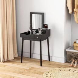 Portland 2 Drawer Black Dressing Table with Flip Up Mirror - Size: 85.5 x 50 x 60cm - Wilko - thumbnail 6