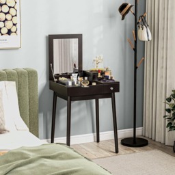 Portland 2 Drawer Black Dressing Table with Flip Up Mirror - Size: 85.5 x 50 x 60cm - Wilko - thumbnail 5
