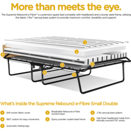 Jay-Be Supreme Small Double Automatic Folding Bed with Rebound e-Fibre Mattress - Black - Wilko - thumbnail 7