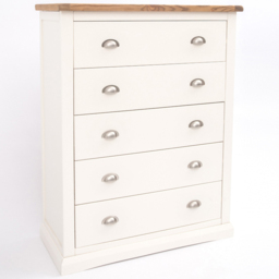 Cabinet Bits Cosenza 5 Drawer White Chrome Cup Handle Chest of Drawers - Wilko - thumbnail 4