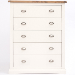Cabinet Bits Cosenza 5 Drawer White Chrome Cup Handle Chest of Drawers - Wilko - thumbnail 3