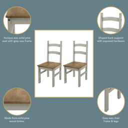 Core Products Corona Set of 2 Grey and Pine Dining Chair - Wilko - thumbnail 6