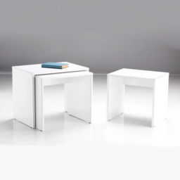 FWStyle White Scratch Resistant Nest of Tables Set of 3 - Size: 47 x 55 x 40cm - Wilko - thumbnail 4