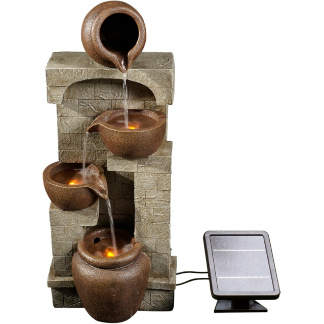 Teamson Home 4-TierLED Solar Powered Wall Waterfall Fountain with 2 Pots and 2 Bowls - Size: 72.4 x 26.2 x 31.0cm - Multi - Wilko - image 1