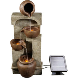 Teamson Home 4-TierLED Solar Powered Wall Waterfall Fountain with 2 Pots and 2 Bowls - Size: 72.4 x 26.2 x 31.0cm - Multi - Wilko - thumbnail 1