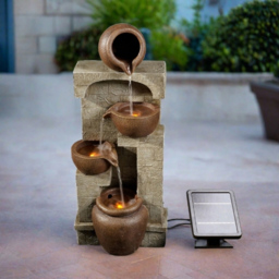 Teamson Home 4-TierLED Solar Powered Wall Waterfall Fountain with 2 Pots and 2 Bowls - Size: 72.4 x 26.2 x 31.0cm - Multi - Wilko - thumbnail 7
