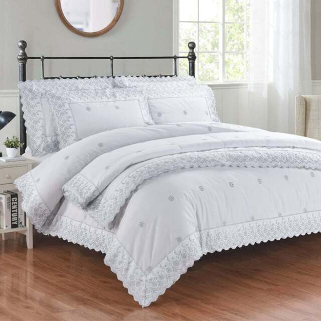 Serene Gabrielle Single Floral Duvet Cover Set - Silver - Wilko - image 1