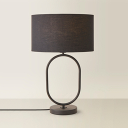 ValueLights Antonia Black Fabric Drum Shade Matte Black Oval LED Table Lamp - Size: 42.3 x 25 x 25cm - Wilko - thumbnail 6