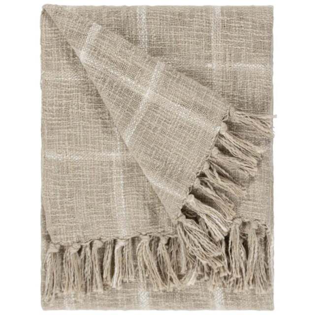 Yard Beni Stone and Natural Checked Fringed Throw 130 x 180cm - Size: 180 x 130cm - Multi - Yard Living - Wilko - image 1