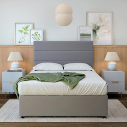 Bedmaster Small Double Silver Plush Velvet 2 Drawer Divan Base with Milan Headboard - Wilko - thumbnail 4