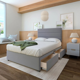 Bedmaster Small Double Silver Plush Velvet 2 Drawer Divan Base with Milan Headboard - Wilko - thumbnail 5