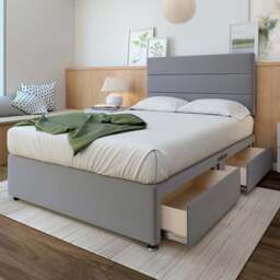 Bedmaster Small Double Silver Plush Velvet 2 Drawer Divan Base with Milan Headboard - Wilko - thumbnail 1