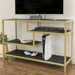 Decorotika Robins Industrial Gold and Grey TV Stand - Size: 75 x 120 x 39cm - Multi - Wilko
