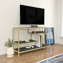 Decorotika Robins Industrial Gold and Grey TV Stand - Size: 75 x 120 x 39cm - Multi - Wilko - thumbnail 6