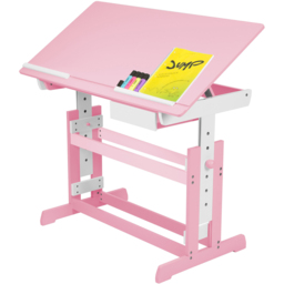 tectake Pink Wooden Writing Desk with Drawer - Size: 94 x 55 x 109cm - Wilko - thumbnail 6