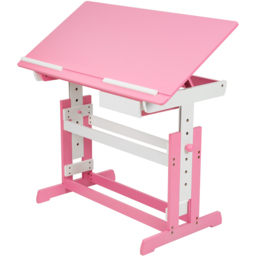 tectake Pink Wooden Writing Desk with Drawer - Size: 94 x 55 x 109cm - Wilko - thumbnail 3