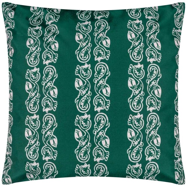 Paoletti Kalindi Teal Stripe Floral UV and Water Resistant Outdoor Cushion - Size: 55 x 55cm - Multi - Wilko - image 1