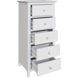 FWStyle Plama 5 Drawer White Ready Assembled Chest of Drawers - Wilko - thumbnail 5