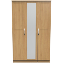 Crowndale Dorset 3 Door Modern Oak Mirrored Wardrobe Ready Assembled - Wood - Wilko - thumbnail 4