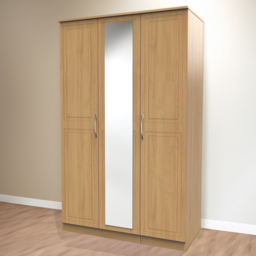 Crowndale Dorset 3 Door Modern Oak Mirrored Wardrobe Ready Assembled - Wood - Wilko - thumbnail 1