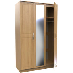 Crowndale Dorset 3 Door Modern Oak Mirrored Wardrobe Ready Assembled - Wood - Wilko - thumbnail 6